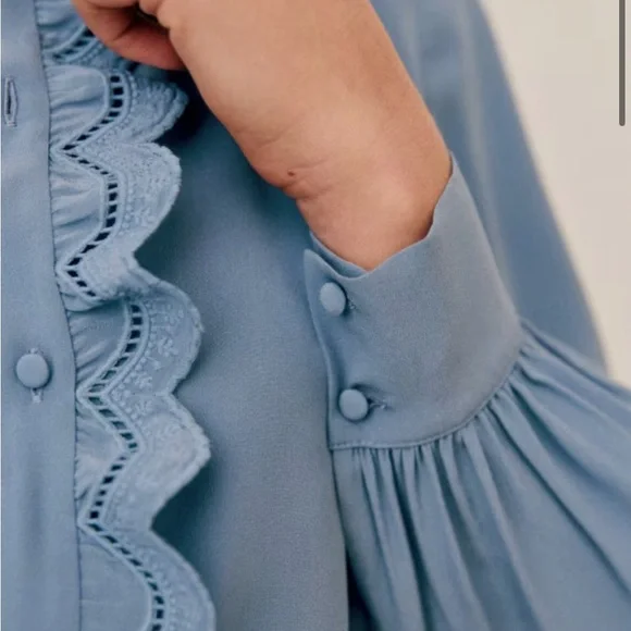 Sezane Chlo Shirt in Vintage Blue - Picture 2 of 7